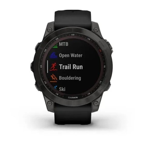 Смарт-годинник Garmin fenix 7 Sapphire Solar чорний титановий DLC з чорним ремінцем