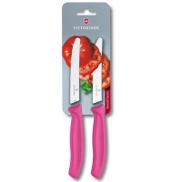 Набор ножей кухонных Victorinox SwissClassic, 11 см, серрейтор, 2шт. блистер, розовые