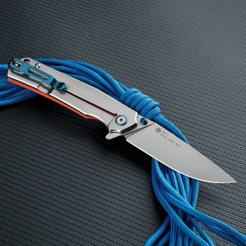 Ніж складаний туристичний Ruike P801-J, (8.6 см) 14C28N /  G10 помаранчевий