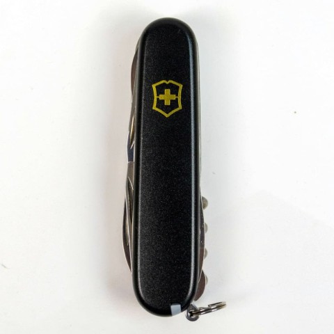 Ніж Victorinox Huntsman Mat 91мм,15функ,чорн.мат,жовт.лого