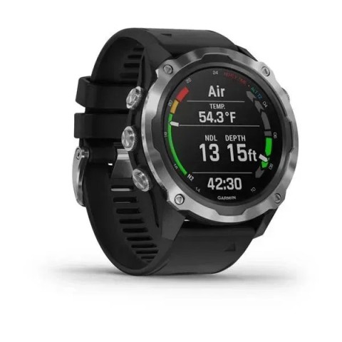 Смарт-годинник Garmin Descent Mk2 з нержавіючої сталі з чорним ремінцем