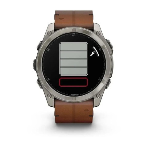 Смарт-часы Garmin fenix 8 AMOLED (51 мм) Sapphire титановый с каштановым кожаным ремешком