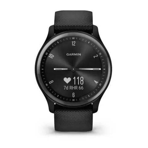Смарт-годинник Garmin vivomove Sport чорний із силіконовим ремінцем і графітовими вставками