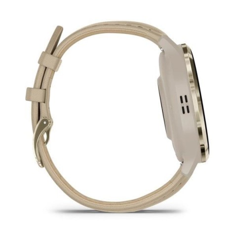 Спортивний годинник Garmin Venu 3S French Gray Soft Gold з шкіряним ремінцем 010-02785-55