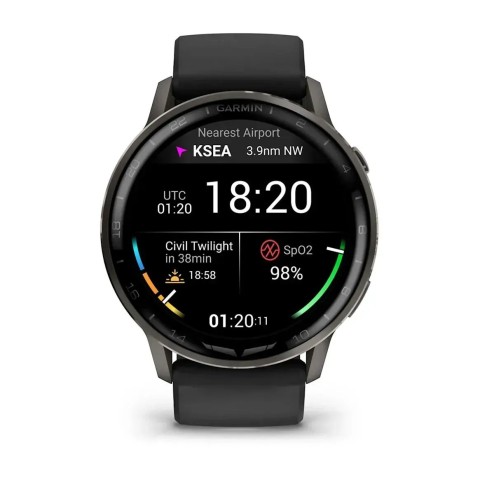 Смарт-годинник Garmin D2 Air X15 чорний з чорним силіконовим ремінцем