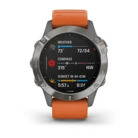 Смарт-часы Garmin fenix 6 Pro Sapphire титановые с темно-оранжевым ремешком