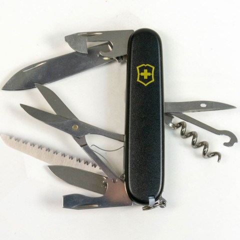 Ніж Victorinox Huntsman Mat 91мм,15функ,чорн.мат,жовт.лого