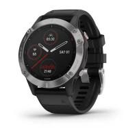 Смарт-годинник Garmin fenix 6 сріблястий з чорним ремінцем