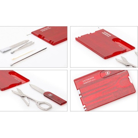 Ніж Victorinox Swisscard 82х54х4мм,10функ,черв.прозор
