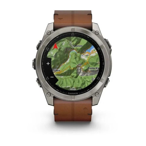Смарт-часы Garmin fenix 8 AMOLED (51 мм) Sapphire титановый с каштановым кожаным ремешком