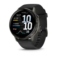 Смарт-годинник Garmin Venu 4 (45 мм) сланцевий з чорним силіконовим ремінцем