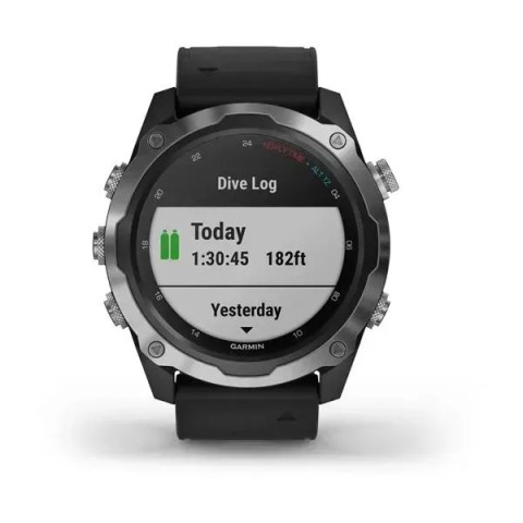 Смарт-годинник Garmin Descent Mk2 з нержавіючої сталі з чорним ремінцем