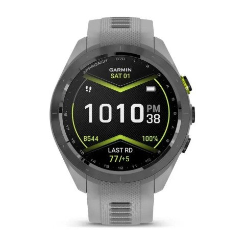 Смарт-годинник Garmin Approach S70 (42 мм) з чорним керамічним безелем та сірим ремінцем