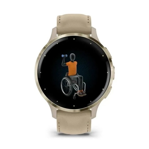 Смарт-часы Garmin Venu 3s французский серый с золотистым стальным безелем и кожаным ремешком