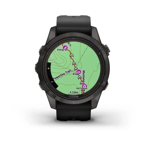 Смарт-часы Garmin fenix 7S Pro Sapphire Solar Edition карбоново-серые титановые DLC с черным ремешком