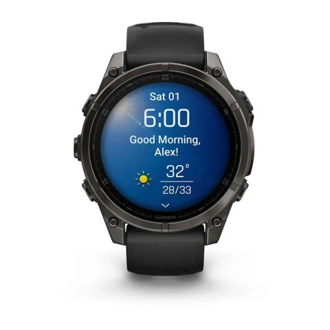 Смарт-годинник Garmin fenix 8 AMOLED (47 мм) Sapphire карбоново-сірий DLC титан чорний/гравійно-сірий