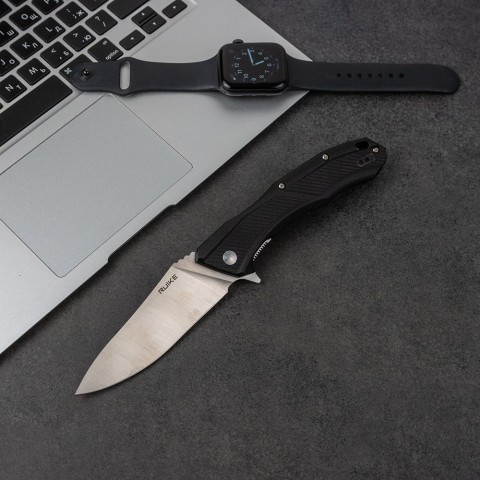 Ніж складаний туристичний Ruike D198-PB, (9.8 см) 8Cr13Mov / PA66 GF-35 чорний