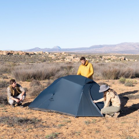 Намет надлегкий тримісний з футпринтом Naturehike Cloud Up 3 UL NH18T030-T-T, 20D, темно-синій