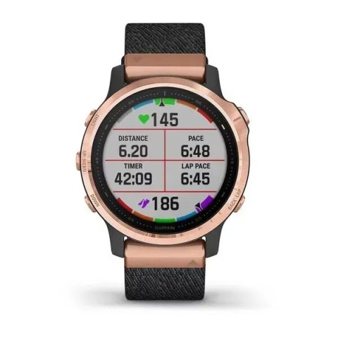 Смарт-годинник Garmin fenix 6S Pro Sapphire рожево-золотистий з чорним нейлоновим ремінцем
