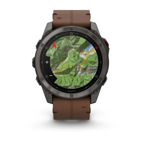 Смарт-годинник Garmin fenix 8 Pro AMOLED (51 мм) Sapphire карбоново-сірий DLC титан з каштановим шкіряним ремінцем