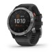 Смарт-часы Garmin fenix 6 Solar серебристые с черным ремешком