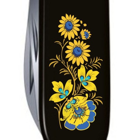 Ніж Victorinox Spartan Ukraine 91мм,12функ,чорн ,Квіти