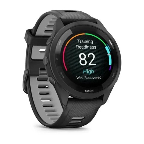 Смарт-часы Garmin Forerunner 265 с черными безелем и корпусом и черо-серым силиконовым ремешком