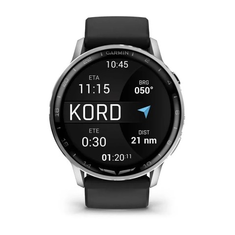 Смарт-годинник Garmin D2 Air X15 сріблястий з чорним силіконовим ремінцем