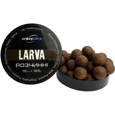 Бойлы Crazy Carp Soluble Hookbaits Larva 15mm 125g