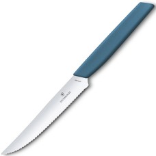 Нож кухонный Victorinox Swiss Modern Steak 12 см, серрейтор, голубой