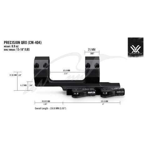 Быстросъемное крепление-моноблок Vortex Precision Extended Cantilever QR. d - 30 мм. Extra Hight.