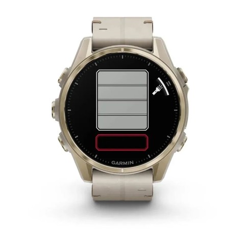 Смарт-годинник Garmin fenix 8 AMOLED (43 мм) Sapphire золотистий/вапняково-сірий шкіряний ремінець ексклюзив