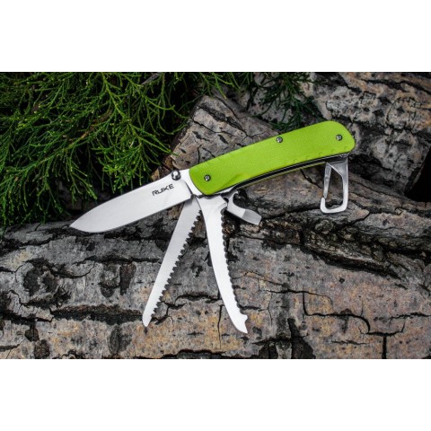 Багатофункціональний ніж Ruike Trekker LD43, (8.5 см) 12C27 / G10 зелений, 15 інстр.