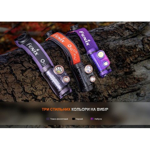 Ліхтар налобний для бігу Fenix HM65R-DT, бузковий