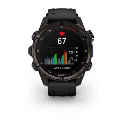 Смарт-годинник Garmin Descent Mk3i (43 мм) карбоново-сірий DLC титановий з чорним силіконовим ремінцем