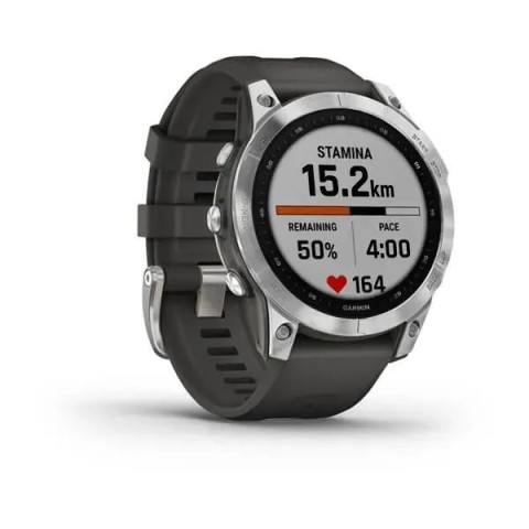 Смарт-часы Garmin fenix 7 серебристые с ремешком графитового цвета