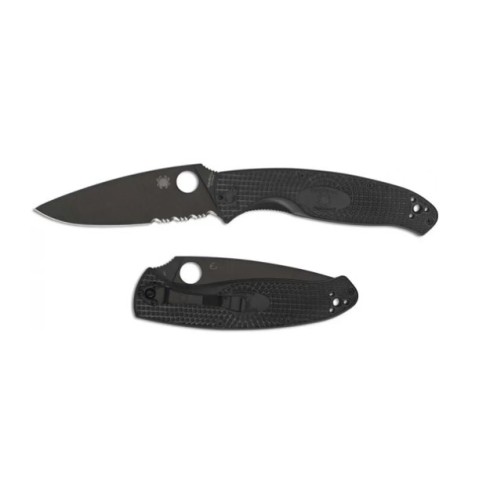 Ніж Spyderco Resilience Black Blade FRN, полусеррейтор