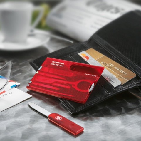 Ніж Victorinox Swisscard 82х54х4мм,10функ,черв.прозор