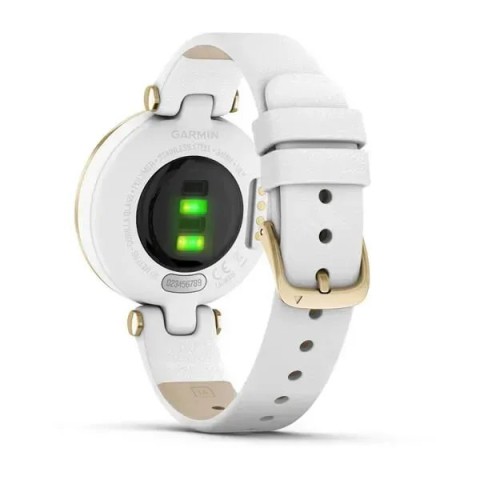 Смарт-годинник Garmin Lily Classic зі світло-золотистим безелем, білим корпусом та італійським шкіряним ремінцем