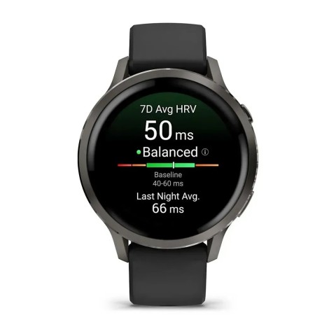 Смарт-годинник Garmin Venu 4 (41 мм) сланцевий з чорним силіконовим ремінцем