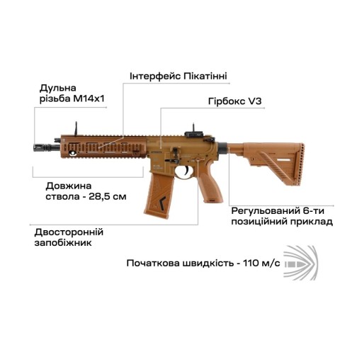 Винтовка страйкбольная Umarex Heckler & Koch HK416 A5 AEG 6 мм Coyote
