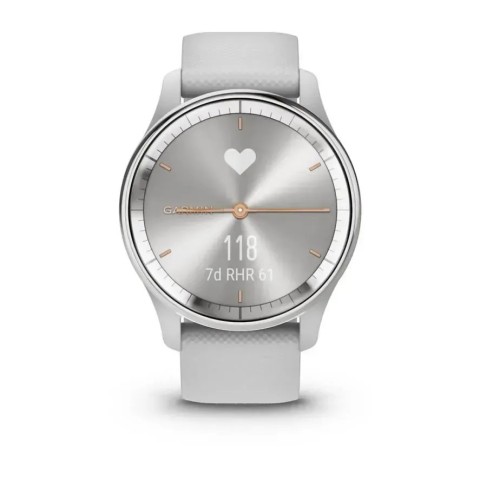 Смарт-годинник Garmin vivomove Trend із сріблястим сталевим безелем, сірими корпусом та ремінцем