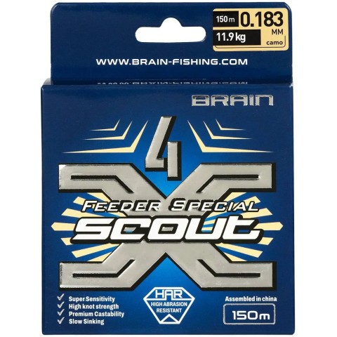 Шнур Brain Scout 4X 150m (camo) 0.183mm 11.9kg