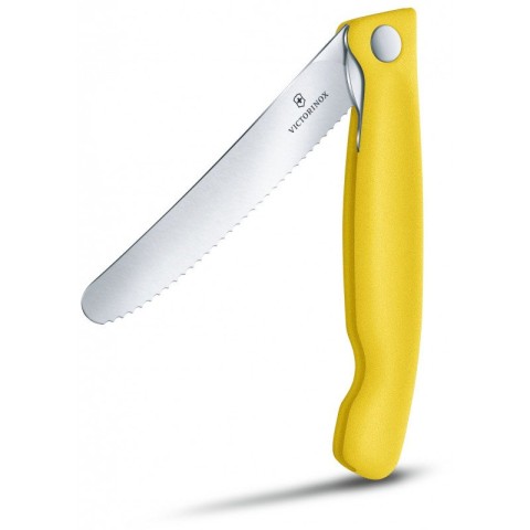 Кухонний ніж Victorinox SwissClassic Foldable Paring лезо 11см хвил. з жовт. ручкою (блістер)