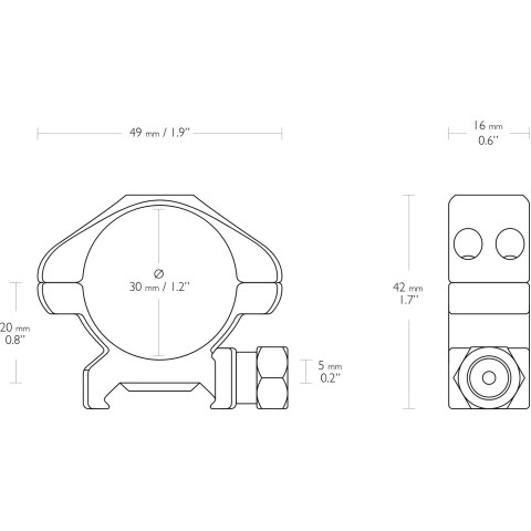 Кольца Hawke Precision Steel. d - 30 мм. Low. Weaver/Picatinny