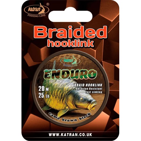 Поводковый материал Katran Braided Hook Links Enduro 20m 25lb Camo Brown Black