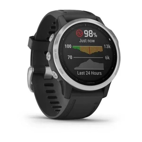 Смарт-годинник Garmin fenix 6S сріблястий з чорним ремінцем