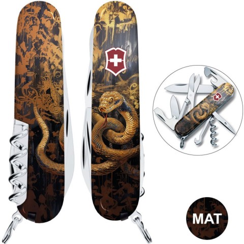 Ніж Victorinox Climber Zodiac 91мм,14функ ,Золота дерев'яна змія