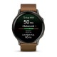 Смарт-годинник Garmin Venu 4 (45 мм) сланцевий з чорним силіконовим ремінцем та коричневим шкіряним