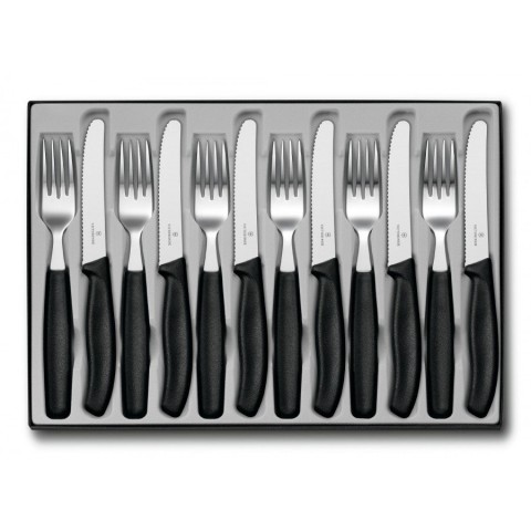 Набір кухонний Victorinox SwissClassic Table Set 12шт з чорн. ручкою (6 ножів, 6 віделок)